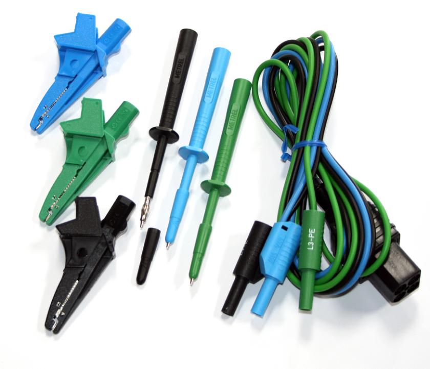 Måleledningssett inkl. 3 leder, pinner og klemmer